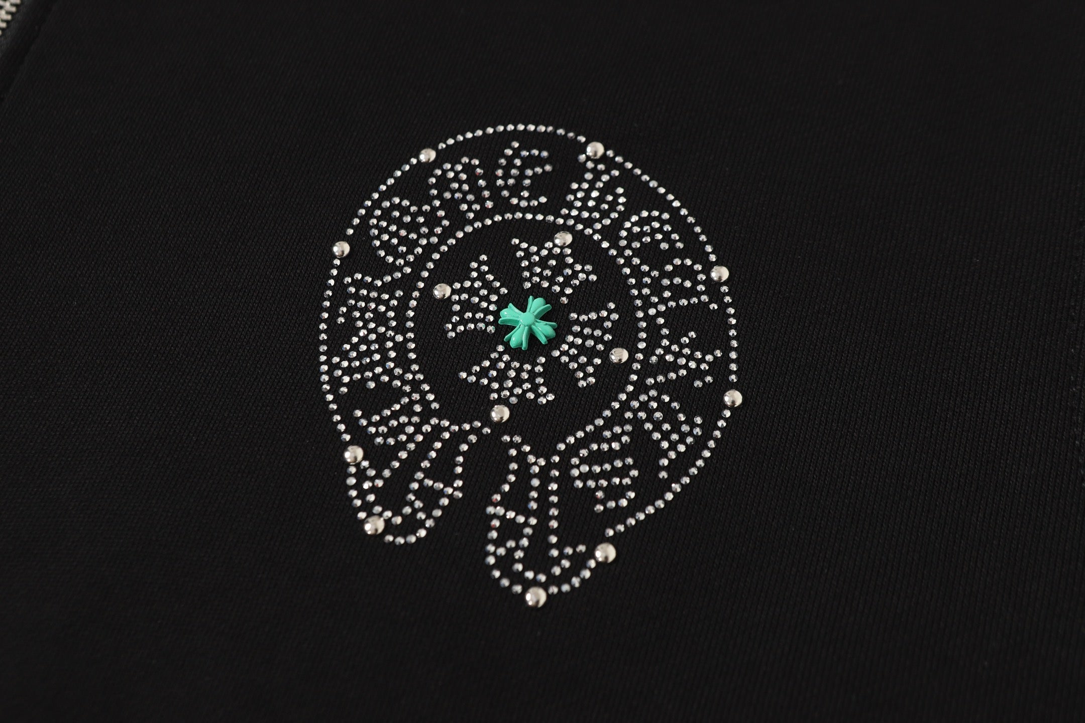 Colorful Rhinestone Hoodie - Black Gothic Street Sweatshirt 2608